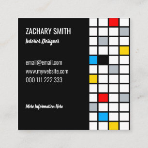 Minimal De Stijl Retro Mosaic Colour Composition Square Business Card