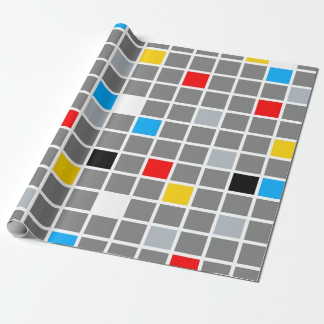 Minimal De Stijl Retro Mosaic Colour Composition Wrapping Paper (Unrolled)