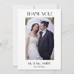 Minimal Deco White Thank You Photo Wedding Card