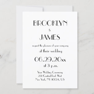 Minimal Deco White Wedding Invitations