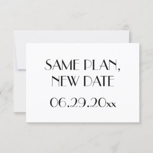 Minimal Deco White Wedding Same Plan New Date Save The Date
