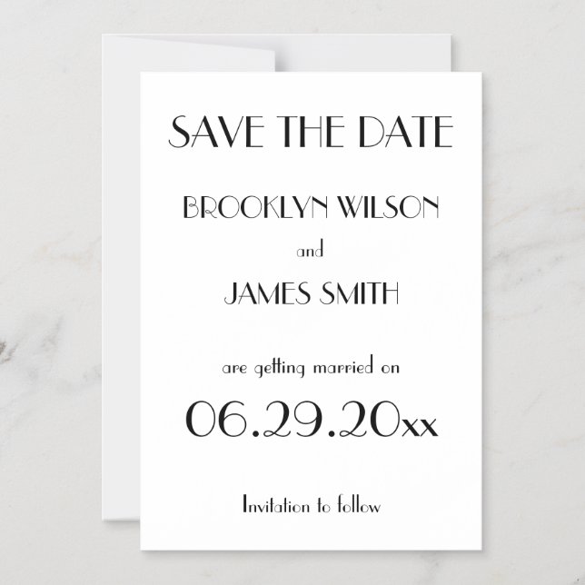 Minimal Deco White Wedding Save The Date Magnetic Invitation (Front)