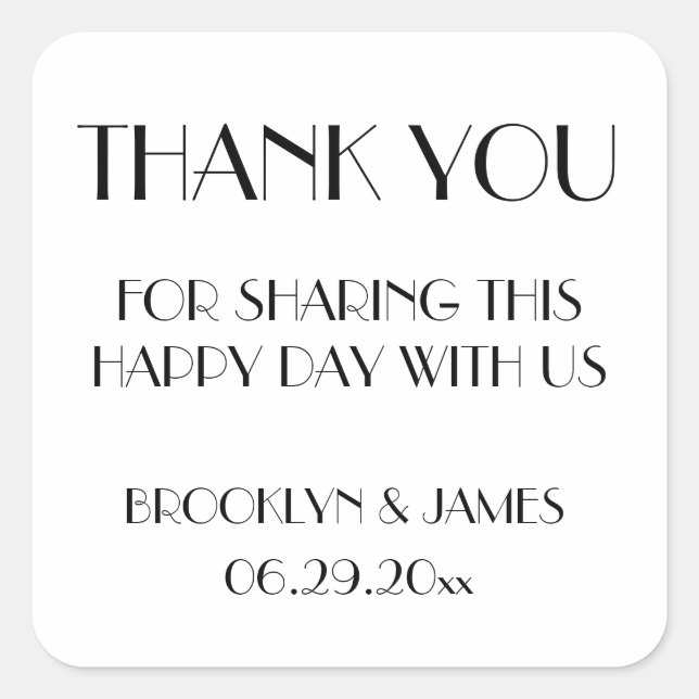 Minimal Deco White Wedding Stickers (Front)