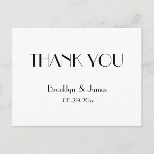 Minimal Deco White Wedding Thank You Postcards