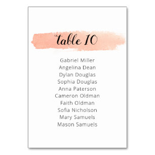 Minimal Delicate peach wedding Single seating plan Table Number