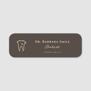Minimal Dental Clinic Cosmetic Dentist Espresso  Name Tag
