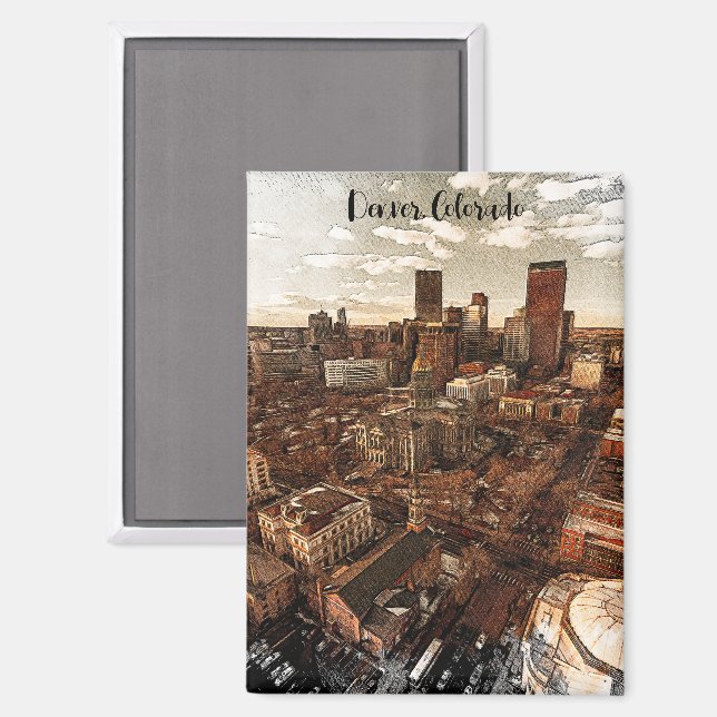Minimal Denver Colorado Skyline Magnet (Front/Back)