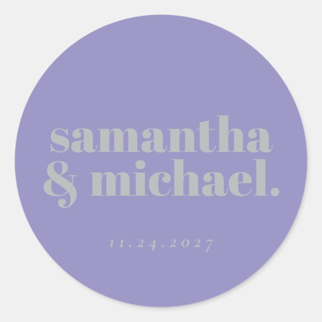 Minimal Design Lavender Silver typo Welcome Classic Round Sticker (Front)