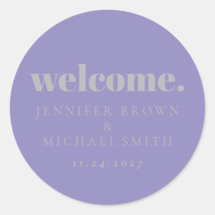 Minimal Design Lavender Silver Welcome Classic Round Sticker