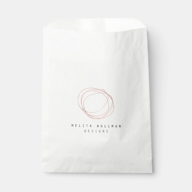 Minimal Designer Scribble Logo in Rose Gold Favour Bag (Front)