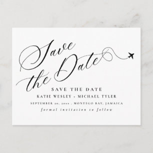 Minimal Destination Wedding Save the Date Announcement Postcard