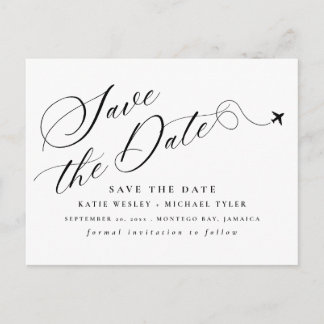 Minimal Destination Wedding Save the Date Announcement Postcard