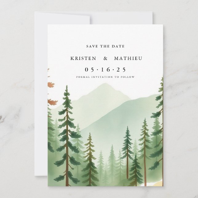 Minimal Digital Mountain Save The Date (Front)