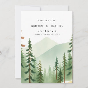 Minimal Digital Mountain Save The Date