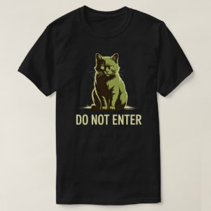 Minimal Do Not Enter Void Cat Illustration T-Shirt