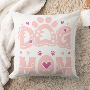 Minimal DOG MOM Monogram Throw Pillow