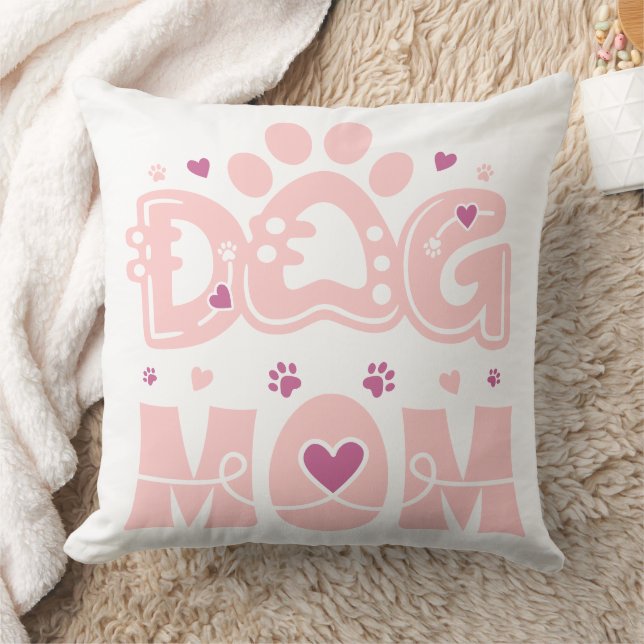 Minimal DOG MOM Monogram Throw Pillow (Blanket)