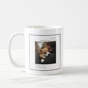 Minimal Dog Photo Valentines Day Black and White Coffee Mug