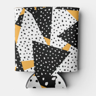 Minimal Dots Patchwork: Black White Yellow Can Cooler