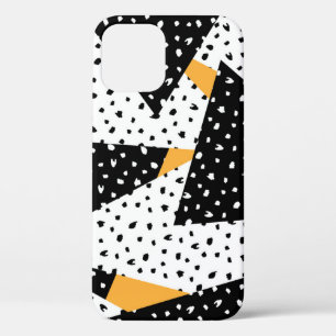 Minimal Dots Patchwork: Black White Yellow iPhone 12 Case