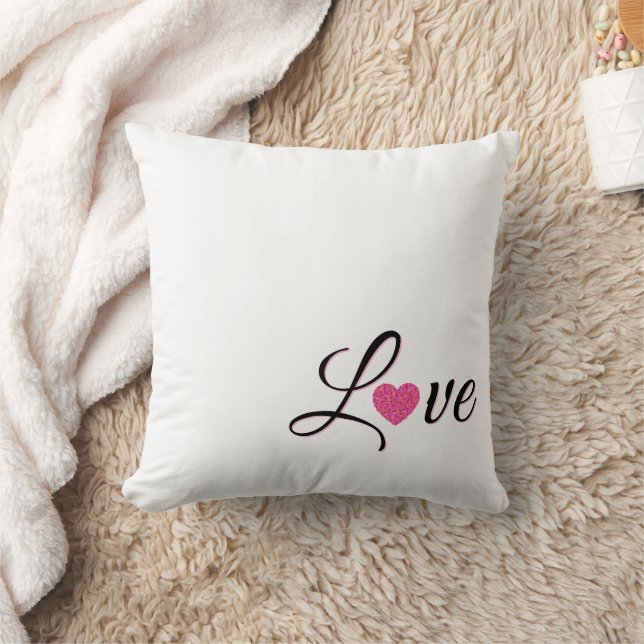 Minimal Dotted Heart Design Throw Pillow (Blanket)