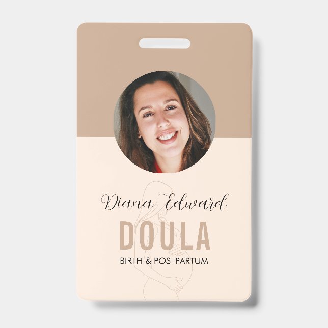 Minimal Doula Identity Photo Design in Soft Beige Badge (Front)
