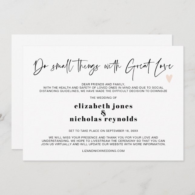 Minimal Downsized Micro Wedding Announcement (Front/Back)