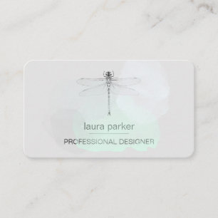Minimal Dragonfly Professional Black and White Business Card
