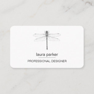 Minimal Dragonfly Professional Black and White Business Card