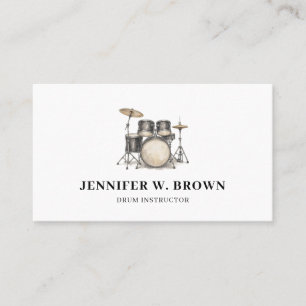 Minimal Drum Set Private Drum Teacher Instructor Business Card