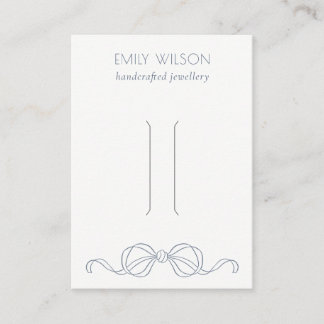 Minimal Dusky Blue Coquette Bow Hairpin Display Business Card