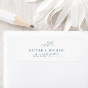 Minimal Dusty Blue Botanical Leaf Return Address