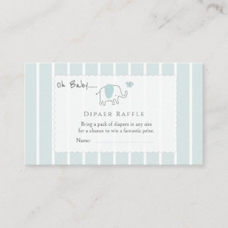 Minimal Dusty Blue Elephant Sketch Diaper Raffle Enclosure Card