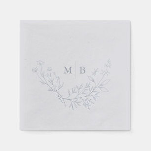 Minimal Dusty Blue Formal Monogram Wedding Napkins
