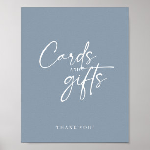 Minimal Dusty Blue Modern Script Cards and Gifts Poster