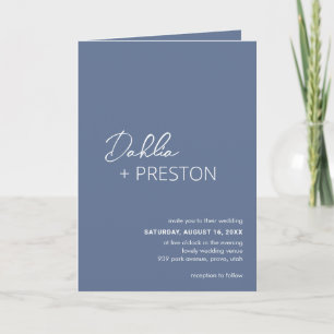 Minimal Dusty Blue QR Code Modern Wedding Invitation