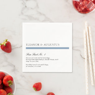 Minimal Dusty Blue Simple Modern Fun Facts Wedding Napkin