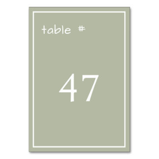 Minimal Dusty Green Casual Handwriting  Table Number