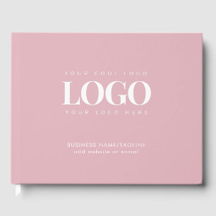 Minimal Dusty Pink Business Company Custom Logo Guest Book