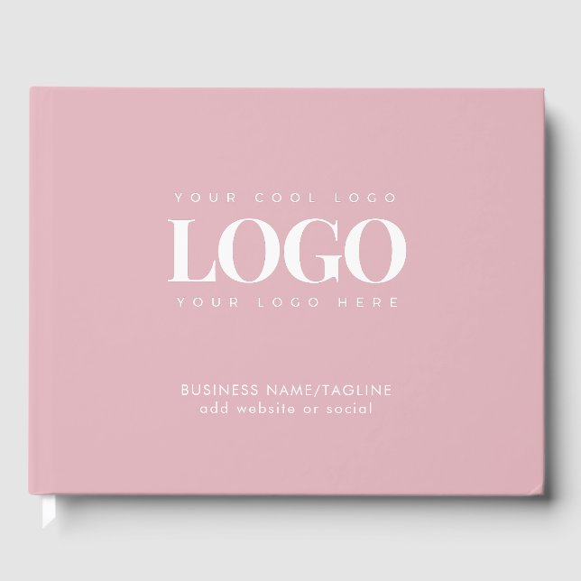 Minimal Dusty Pink Business Company Custom Logo Guest Book (Front)
