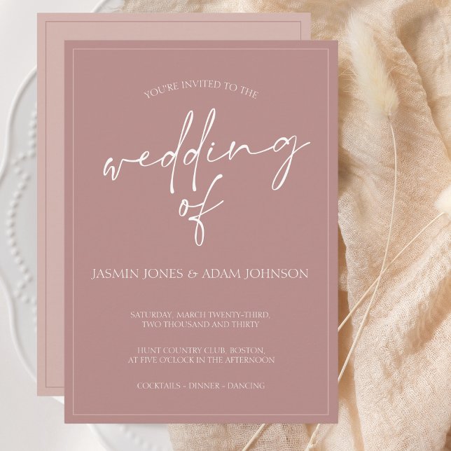 Minimal Dusty Pink Script Wedding Invitation (Creator Uploaded)
