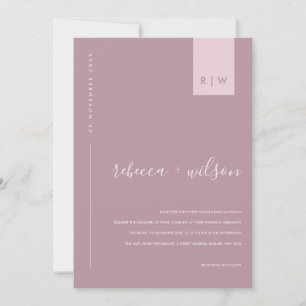 MINIMAL DUSTY ROSE PINK TYPOGRAPHY WEDDING INVITAT INVITATION