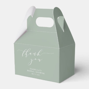 Minimal Dusty Sage Green Bridal Shower Thank You Favor Box