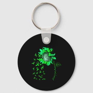 Minimal Dwarfism Awareness Sunflower Green Ribbon Keychain