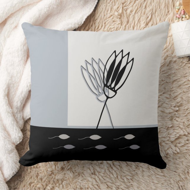 Minimal Earth Tones Rustic Floral Throw Pillow (Blanket)