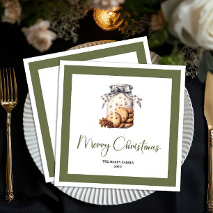 Minimal Earthy Christmas Cookies Jar Personalized Napkin