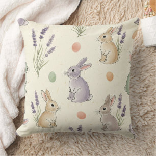 Minimal Easter Bunny Pastel Spring Pattern (1) Throw Pillow