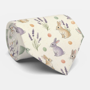 Minimal Easter Bunny Pastel Spring Pattern (1) Tie