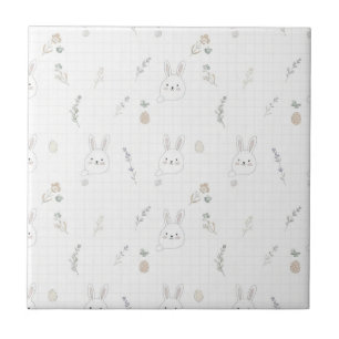 Minimal Easter Bunny Pastel Spring Pattern (2) Tile