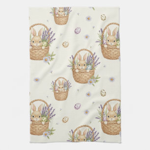Minimal Easter Bunny Pastel Spring Pattern (4) Kitchen Towel